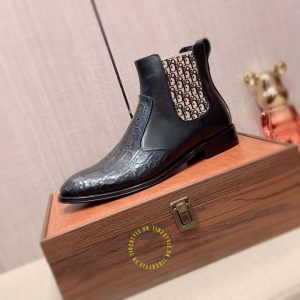 Giày Chelsea Boot super fake Dior da xịn họa tiết Monogram - Ảnh 6