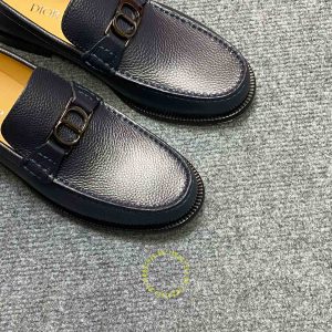 Giày super fake loại 1 Loafer Dior nam da sần màu xanh than - Hình ảnh 3