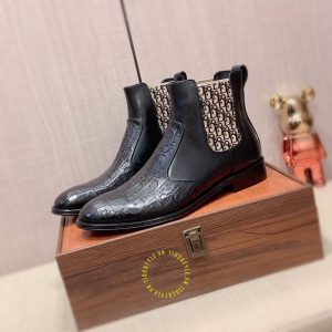 Giày Chelsea Boot super fake Dior da xịn họa tiết Monogram - Ảnh 3