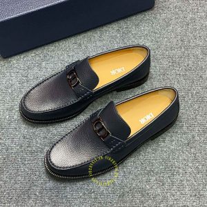 Giày super fake loại 1 Loafer Dior nam da sần màu xanh than - Hình ảnh 4