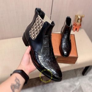 Giày Chelsea Boot super fake Dior da xịn họa tiết Monogram - Ảnh 5