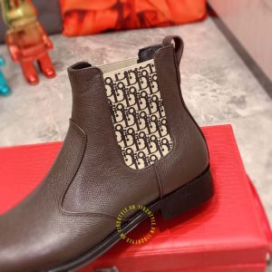 Giày Chelsea Boot super fake Dior màu nâu họa tiết Monogram - Ảnh 8