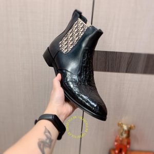 Giày Chelsea Boot super fake Dior da xịn họa tiết Monogram - Ảnh 7