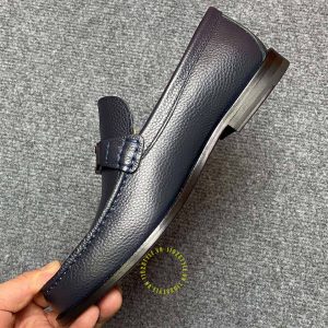 Giày super fake loại 1 Loafer Dior nam da sần màu xanh than - Hình ảnh 5