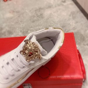 Giày super fake Sneaker Boot Versace màu trắng họa tiết vàng - Ảnh 9