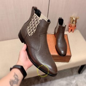 Giày Chelsea Boot super fake Dior màu nâu họa tiết Monogram - Ảnh 5