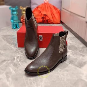 Giày Chelsea Boot super fake Dior màu nâu họa tiết Monogram - Ảnh 2
