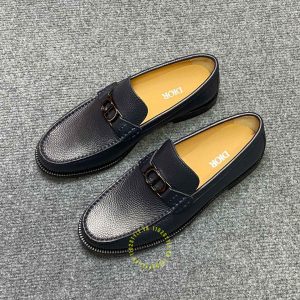 Giày super fake loại 1 Loafer Dior nam da sần màu xanh than - Hình ảnh 2