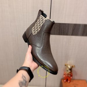 Giày Chelsea Boot super fake Dior màu nâu họa tiết Monogram - Ảnh 7