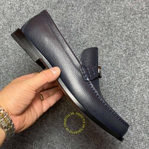 Giày super fake loại 1 Loafer Dior nam da sần màu xanh than - Hình ảnh 6