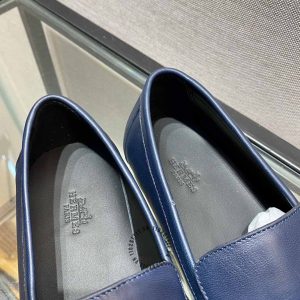 Giày Loafer Hermes nam màu xanh da trơn cao cấp - Hình ảnh 7