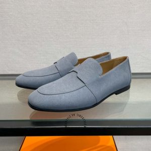 Giày lười Hermes nam màu xanh phiên bản hàng hiệu Like Auth - Hình ảnh 3