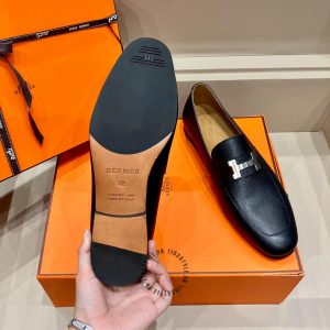 Giày lười Hermes nam màu đen hàng hiệu Like Auth - Hình ảnh 8