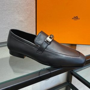 Giày lười Hermes nam màu đen cao cấp hàng hiệu - Hình ảnh 5
