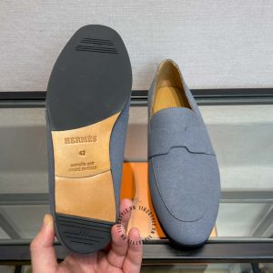 Giày lười Hermes nam màu xanh phiên bản hàng hiệu Like Auth - Hình ảnh 9