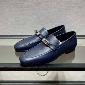 Giày Loafer Hermes nam màu xanh da trơn cao cấp - Hình ảnh 3