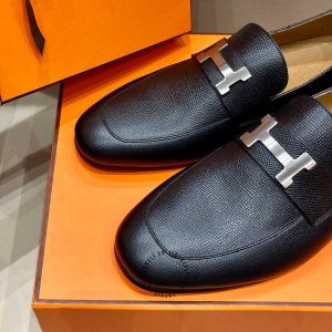 Giày lười Hermes nam màu đen hàng hiệu Like Auth - Hình ảnh 5