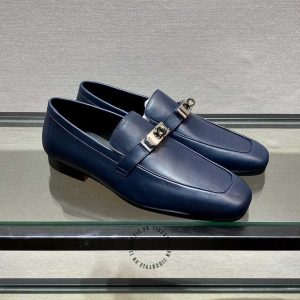 Giày Loafer Hermes nam màu xanh da trơn cao cấp - Hình ảnh 2