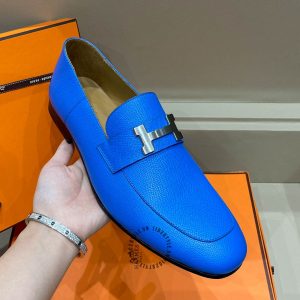Giày Hermes nam màu xanh nổi bật hàng hiệu Like Auth - Hình ảnh 5