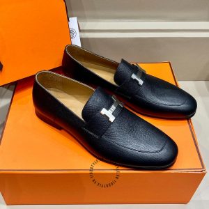 Giày lười Hermes nam màu đen hàng hiệu Like Auth - Hình ảnh 3