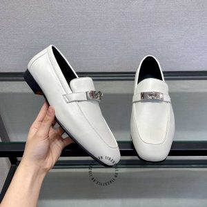 Giày Loafer Hermes nam màu trắng cao cấp sang trọng - Hình ảnh 4