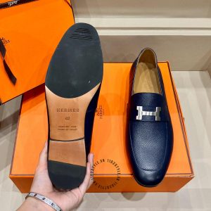 Giày lười Hermes nam logo chữ H sang trọng hàng hiệu Like auth - Hình ảnh 9
