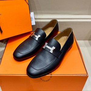 Giày lười Hermes nam màu đen hàng hiệu Like Auth - Hình ảnh 2