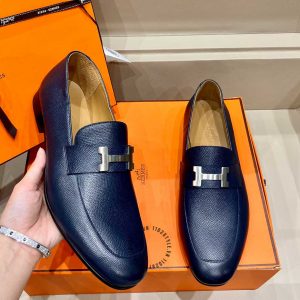 Giày lười Hermes nam logo chữ H sang trọng hàng hiệu Like auth - Hình ảnh 4