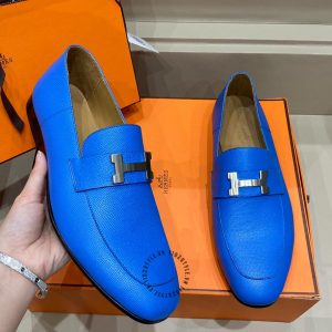 Giày Hermes nam màu xanh nổi bật hàng hiệu Like Auth - Hình ảnh 4