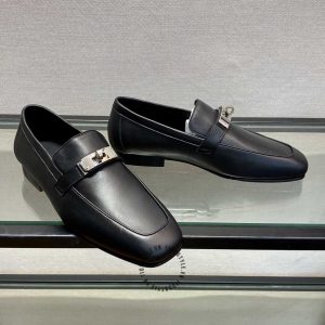 Giày lười Hermes nam màu đen cao cấp hàng hiệu - Hình ảnh 4