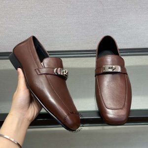 Giày lười Hermes nam da trơn cao cấp Like Auth giá ưu đãi - Hình ảnh 4