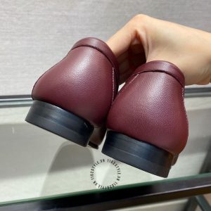 Giày Loafer Hermes nam da trơn màu đỏ đô phiên bản hàng hiệu - Hình ảnh 8