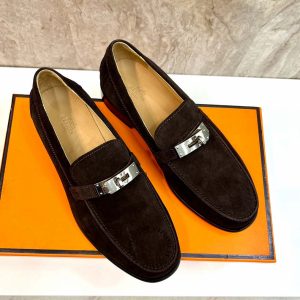 Giày Loafer Hermes nam màu nâu da lộn phiên bản cao cấp - Hình ảnh 3