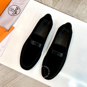 Giày Loafer Hermes nam màu đen da lộn phiên bản cao cấp - Hình ảnh 2