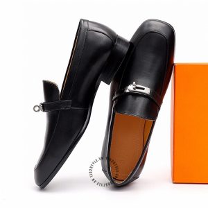 Giày Loafer Hermes nam màu đen da trơn phiên bản cao cấp - Hình ảnh 6