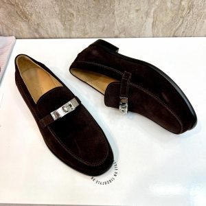 Giày Loafer Hermes nam màu nâu da lộn phiên bản cao cấp - Hình ảnh 5