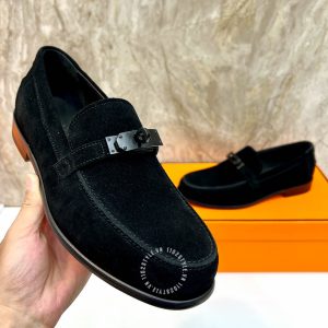 Giày Loafer Hermes nam màu đen da lộn phiên bản cao cấp - Hình ảnh 6
