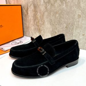 Giày Loafer Hermes nam màu đen da lộn phiên bản cao cấp - Hình ảnh 4