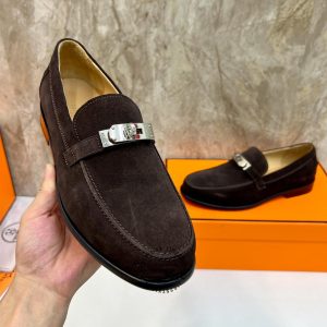 Giày Loafer Hermes nam màu nâu da lộn phiên bản cao cấp - Hình ảnh 6