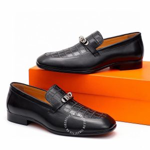 Giày Loafer Hermes nam dập vân cá sấu phiên bản cao cấp - Hình ảnh 6