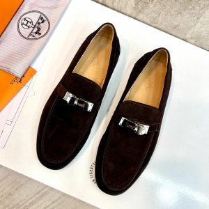 Giày Loafer Hermes nam màu nâu da lộn phiên bản cao cấp - Hình ảnh 2