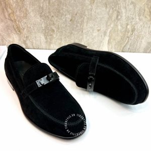 Giày Loafer Hermes nam màu đen da lộn phiên bản cao cấp - Hình ảnh 5