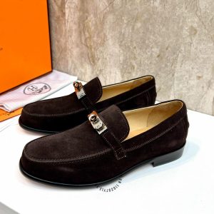 Giày Loafer Hermes nam màu nâu da lộn phiên bản cao cấp - Hình ảnh 4