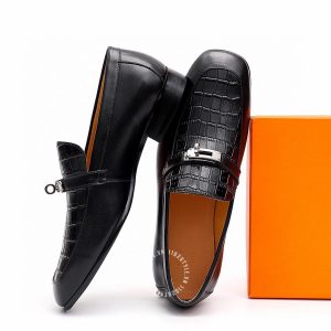 Giày Loafer Hermes nam dập vân cá sấu phiên bản cao cấp - Hình ảnh 7