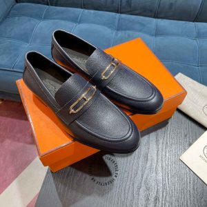 Giày lười Hermes like auth nam màu xanh than - Ảnh 2