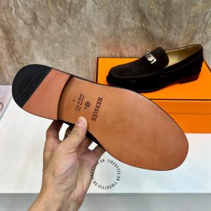 Giày Loafer Hermes nam màu nâu da lộn phiên bản cao cấp - Hình ảnh 9