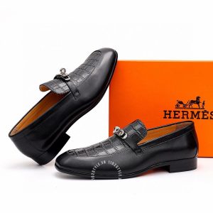 Giày Loafer Hermes nam dập vân cá sấu phiên bản cao cấp - Hình ảnh 5