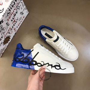 Giày thể thao D&G màu trắng phối xanh dương phiên bản cao cấp - Hình ảnh 3