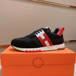 Giày thể thao hàng hiệu Hermes đen phối trắng fake loại 1 - Hình ảnh 4