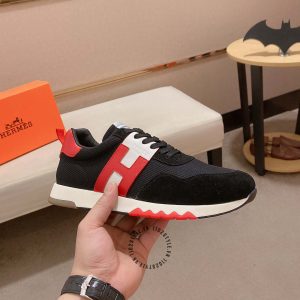 Giày thể thao hàng hiệu Hermes đen phối trắng fake loại 1 - Hình ảnh 3